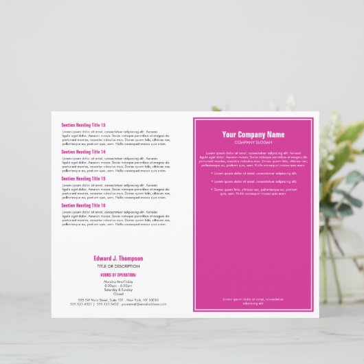 Magenta White Simple Border Brochure (Staand voorkant)