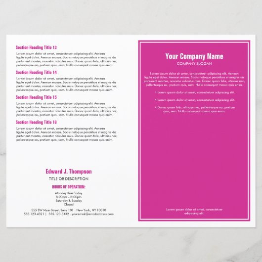 Magenta White Simple Border Brochure (Voorkant)