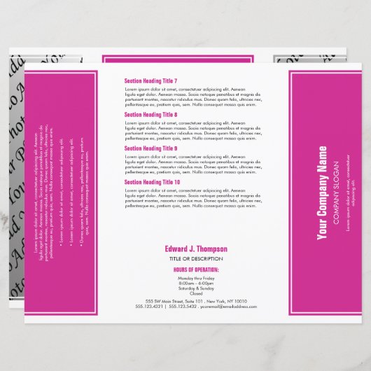Magenta White Simple Border Brochure (Voorkant / Achterkant)