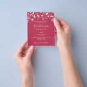 Magenta White stars budget trouwuitnodiging Flyer (Hand)