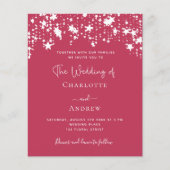 Magenta White stars budget trouwuitnodiging Flyer (Voorkant)