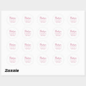 Magenta & White Wedding Classic Round Sticker (Vel)