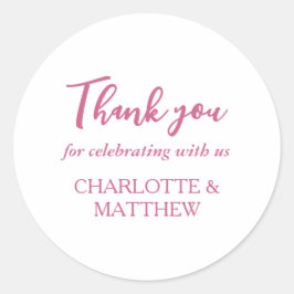 Magenta & White Wedding Classic Round Sticker