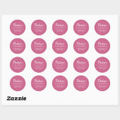 Magenta & White Wedding Classic Round Sticker (Vel)