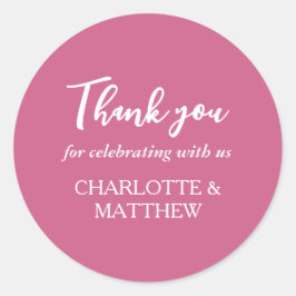 Magenta & White Wedding Classic Round Sticker