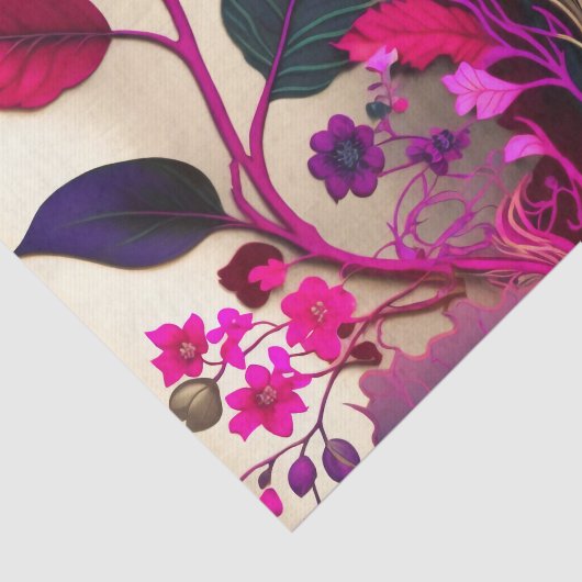 MAGENTA WILD roze bloemendecoupage papier (Detail)
