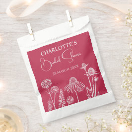 Magenta wilde bloemen geschetst bloemmotief  bedankzakje