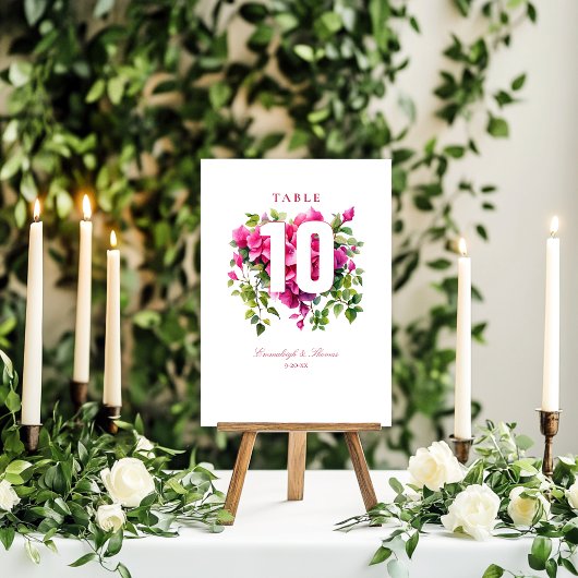 Magenta Wilde Rozen Bruiloft  Kaart