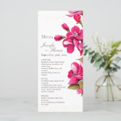 Magenta Wilde Rozen Bruiloft Menu (Staand voorkant)