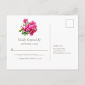 Magenta Wilde Rozen RSVP Uitnodiging Briefkaart (Achterkant)