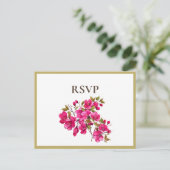 Magenta Wilde Rozen RSVP Uitnodiging Briefkaart (Staand voorkant)