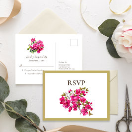 Magenta Wilde Rozen RSVP Uitnodiging Briefkaart