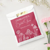 Magenta Wildflower geschetste bloemen Bedankzakje (Gezegeld)