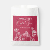 Magenta Wildflower geschetste bloemen Bedankzakje (Voorkant)