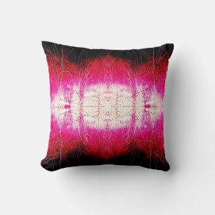 Magenta Wit Rood Zwart Symmetrische Kunst Abstract Kussen