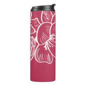 Magenta & Witte Bloemige Monogram Sjabloon Botanis Thermosbeker (Gedraaid links)