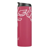 Magenta & Witte Bloemige Monogram Sjabloon Botanis Thermosbeker (Geroteerd rechts)