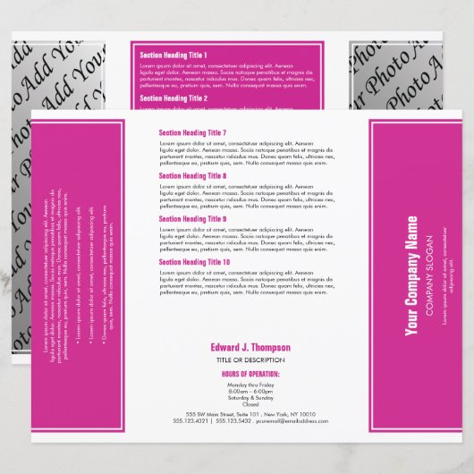 Magenta Witte Eenvoudige Rand Brochure (Voorkant / Achterkant)