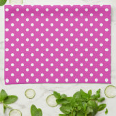 Magenta, witte pokadots theedoek (Gevouwen)