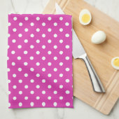 Magenta, witte pokadots theedoek (Quarter Fold)
