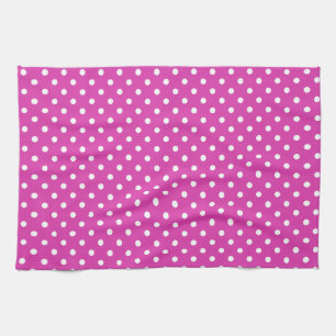 Magenta, witte pokadots theedoek