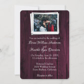 Magenta Wooden Foto Weddenschap Kaart (Voorkant)