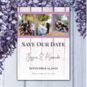 Magenta Wooden Photo Collage slaat de datum op Save The Date