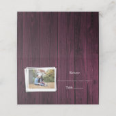 Magenta Wooden Photo Reception Place Card Plaatskaartje (Buitenkant ongevouwen)