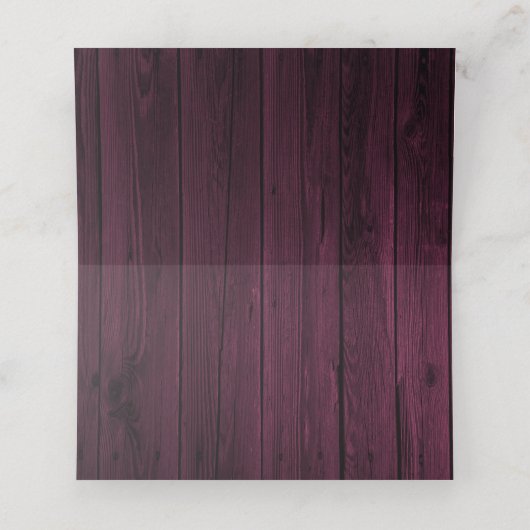 Magenta Wooden Photo Reception Place Card Plaatskaartje (Binnenkant ongevouwen)