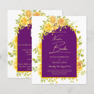 Magenta Yellow Roses Plum Paars Gold Wedding