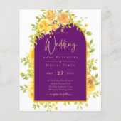 Magenta Yellow Roses Plum Paars Gold Wedding (Voorkant)