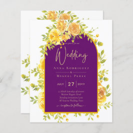 Magenta Yellow Roses Plum Paars Gold Wedding