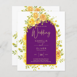 Magenta Yellow Roses Plum Paars Gold Wedding