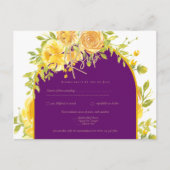 Magenta Yellow Roses Plum Paars Gold Wedding Briefkaart (Voorkant)