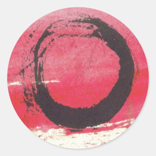 Magenta Zen Circle Ronde Sticker (Voorkant)