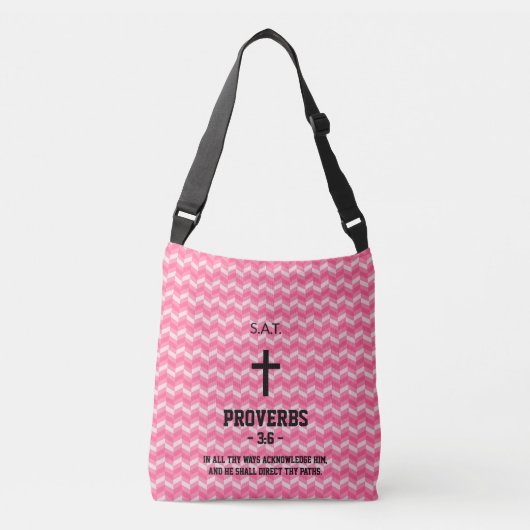 Magenta Zigzag Pattern Bible Verse Christelijk Crossbody Tas (Voorkant)