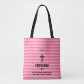 Magenta Zigzag Pattern Bible Verse Christelijk Tote Bag (Voorkant)