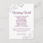 Magenta & zilver Wishing Well Poem Informatiekaartje (Voorkant)