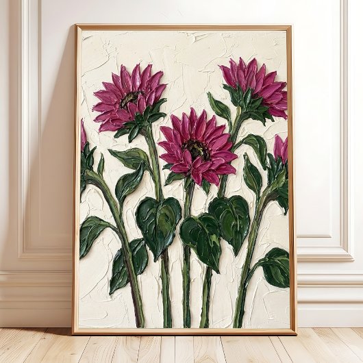 Magenta Zonnebloem Abstracte Kunst Canvasprint Poster