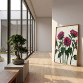 Magenta Zonnebloem Abstracte Kunst Canvasprint Poster