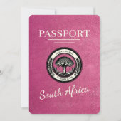 Magenta Zuid-Afrika Paspoort bruiloft Kaart (Achterkant)