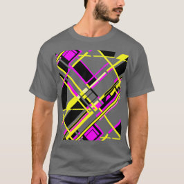 Magenta Zwart Geel Diagonaal Speelbord MCM Look T-shirt
