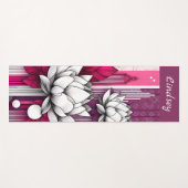 Magenta zwart-wit yogamat met Lotus bloemen (Voorkant (horizontaal))