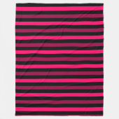 Magenta & Zwarte Strepen Grote Fleece Deken (Voorkant)