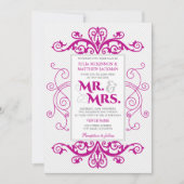 Magenta  zwemt de heer en mevrouw Wedding Kaart (Voorkant)