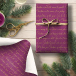 MagentaGold Kerstmis Typografie Patroon # 36 ID100 Cadeaupapier<br><div class="desc">Als je je afvraagt welke kleurencombinaties je dit jaar moet kiezen voor je kerstdecor en cadeauverpakkingen, heb ik collecties coördinatiepatronen gemaakt om het leven net wat makkelijker te maken. Dit elegante typografie ontwerp heeft bekende kerstliedteksten en zinnen die zeker alle gevoelens brengen. Het prachtige magenta en gouden kleurenpalet zal nooit...</div>