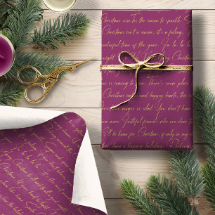 MagentaGoud Kerst Typografie Patroon#36 ID1009 Cadeaupapier