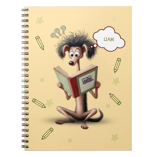 Mager Hond Terug naar school Kinderen Gepersonalis Notitieboek (Voorkant)