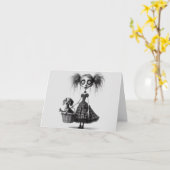 Mager Meisje in Goth-stijl en Hond All Occasion Ka Kaart (Gele Bloem)