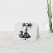 Mager Meisje in Goth-stijl en Hond Kaart voor elke (Voorkant)